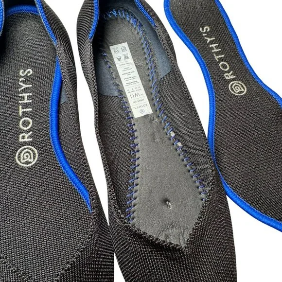 Rothy's Ballet Flats Womens Sz 11 The Point Toe Black Knit Shoes Slip On Comfort - Picture 5 of 6